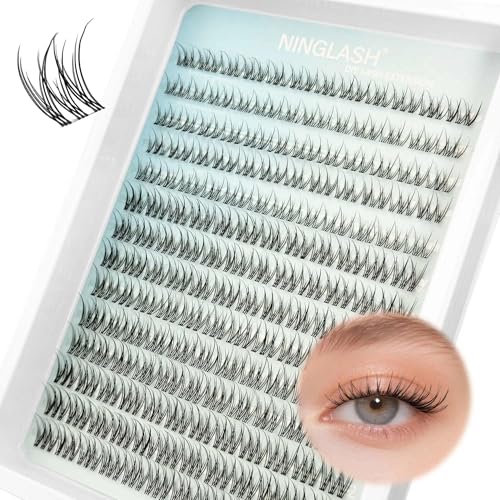 NINGLASH Natural Lash Clusters Wispy Eyelash Cluster 8-12mm Short Lash Clusters Natural Look C Curl Lash Extensions Clear Band 168pcs DIY Eyelash Extension