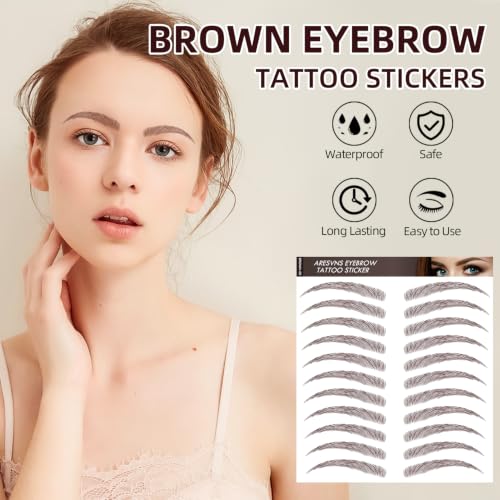 4D Waterproof Eyebrow Tattoo Stickers - 66 Pairs, 6 Sheets