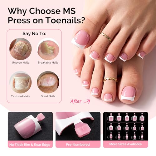 MelodySusie Press On Toenails - 300 Pcs High Gloss Berry Pink