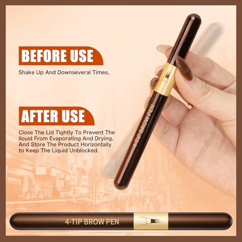 4-Tip Microblading Eyebrow Pen Waterproof Brown