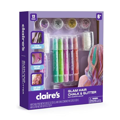 Claire's Hair Chalk & Glitter Styling Kit - 13 Piece Set