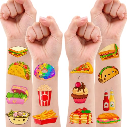 96 PCS Fast Food Temporary Tattoos for Kids