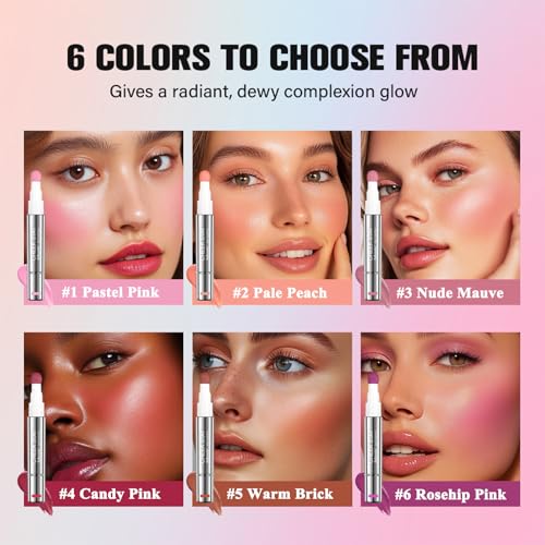 Liquid Blush for cheeks, High Pigment Buildable Long Lasting Blush Cream for radiant flushed cheeks, Natural Dewy Finish (#1 Pastel pink, 1 PC)