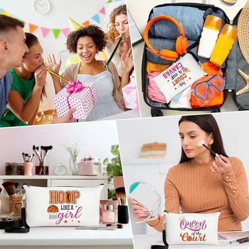 R HORSE 20Pcs Basketball Makeup Bag for Girls, Basketball Gifts Teen Canvas Cosmetic Bag With Zipper Funny Travel Bags Toiletry Pouch Accessories for Team Players Lover