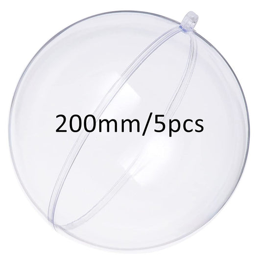 KENAST Clear Plastic Fillable Ornaments Ball, DIY Ornaments for Christmas, Wedding, Party, Home Decor (200mm Diameter/ 5pcs)