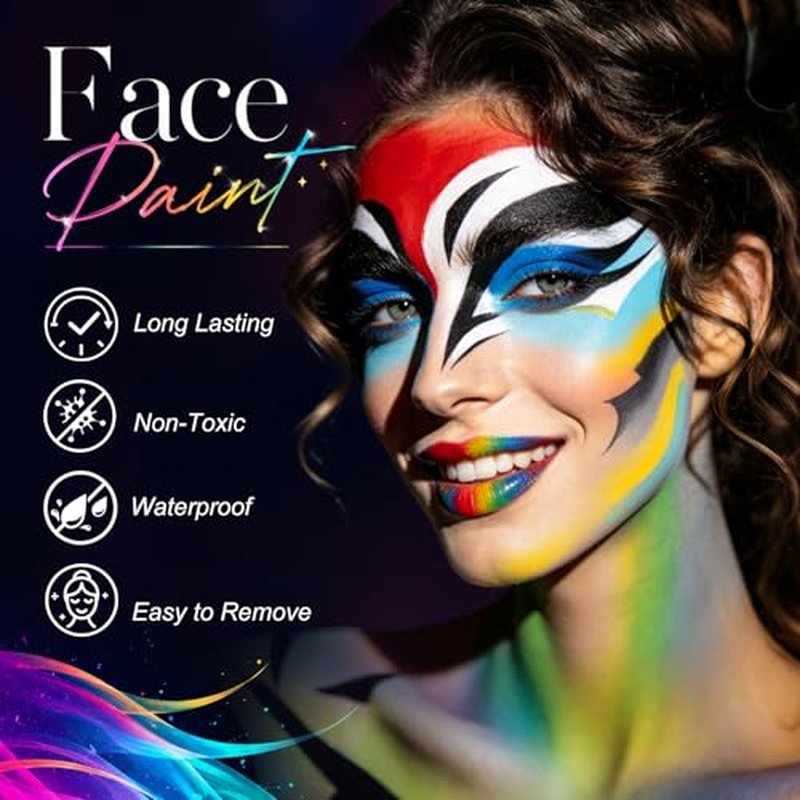 3-Pack Face Paint Sticks - Waterproof Sports & Cosplay Makeup