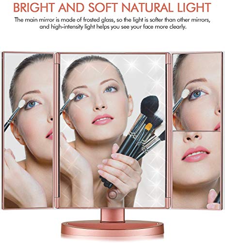 Infitrans Trifold Makeup Mirror with 1X 2X 3X Magnification