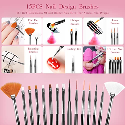 32Pcs Professional Nail Art Brush Set & Dotting Tools for Acrylic Designs