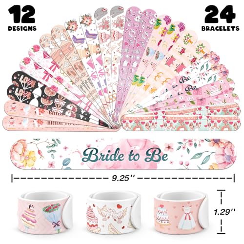 96 PCS Bachelorette Party Favors for Bride to Be ? 72 Pre-Cut Temporary Tattoos & 24 Slap Bracelets, Hen Party Accessories, Team Bride Decorations & Supplies