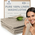 Linen Exfoliating Washcloth for Face - 4-Pack - 100% Flax Linen Washcloths - 12x12-inch Small Exfoliating Towel - Natural Face Towel Wash Cloth