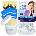 Nose Wax Kit, 120 g Wax, 30 Applicators,Nostril and Ears Hair Removal Kit for Men & Women,Includes 15 Balm Wipes and Mustache Guards etc. Lasts up to 6 Weeks
