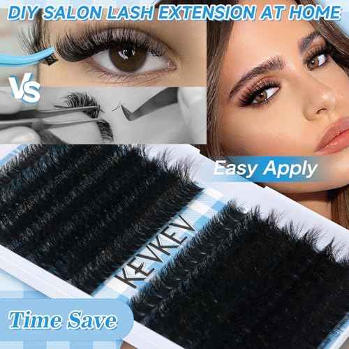 Lash Clusters 100D+200D 3D Volume Eyelash Clusters 10-18mm Thick Individual Lashes 231pcs D Curly Cluster Eyelash Extensions Soft DIY Lash Extension At Home(0.05D,100D+200D)