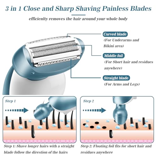 Electric Women's Shaver for Legs & Bikini Trimming - Rechargeable, Waterproof