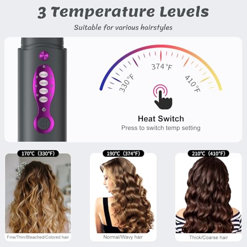OBEST Gray Cordless Hair Straighteners Curler 2-in-1 Fast Heating Flat Iron
