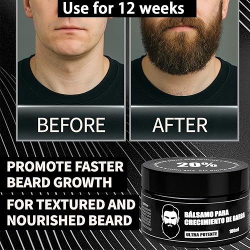 Estimulante de Barba, B?lsamo Para Crecimiento De Barba Ultra Potente, Barba Crema, Beard Growth Balm, Thicker, Fuller Beard & Hair 100ml/3.5oz (2)