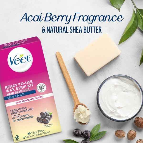 Veet Leg and Body Hair Remover Cold Wax Strips, 40 ct (Pack of 3)