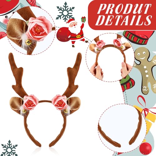 Deer Antlers Headband & Face Tattoos Set - Pink & Brown