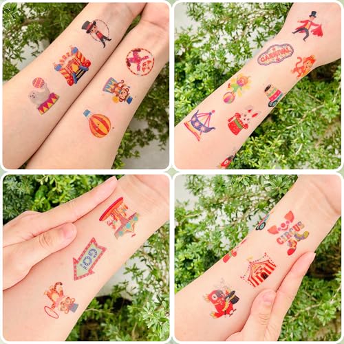 96 Circus Temporary Tattoos - Carnival Party Favors
