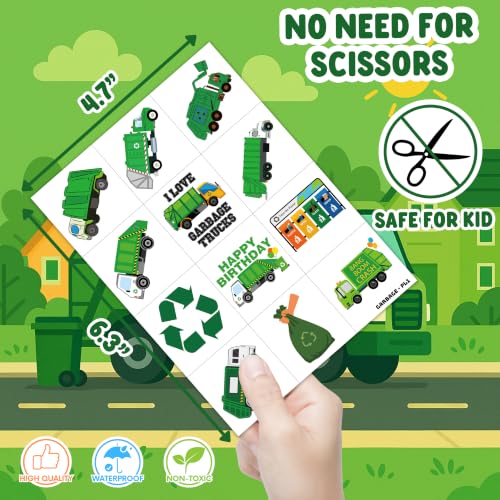 96 Garbage Truck Temporary Tattoos for Kids | Party Favors