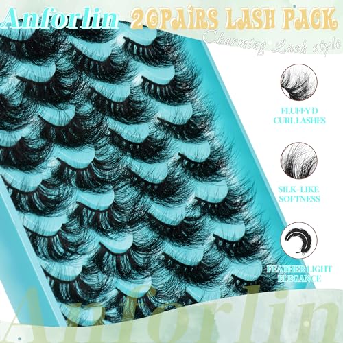 Fluffy 3D Volume Lashes 20-25MM D Curl Mixed 4 Styles 20 Pairs