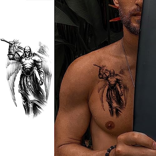 Warrior Temporary Tattoos for Men, 8 Sheets Waterproof