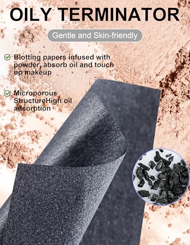 Oil Blotting Papers with Powder & Mirror - 100 Sheets
