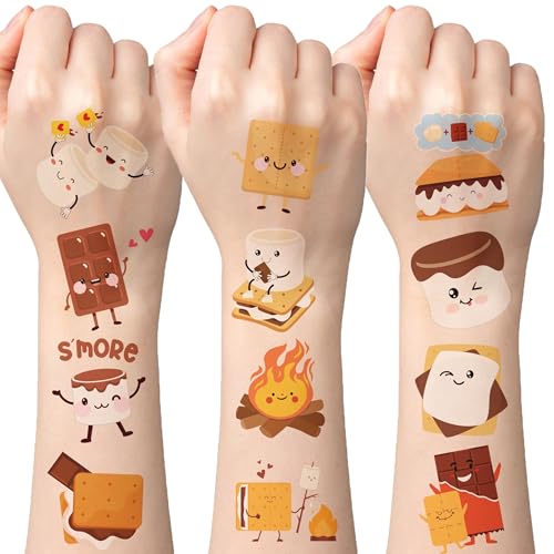 Smores Temporary Tattoos 144 Pieces - Marshmallow Party Stickers
