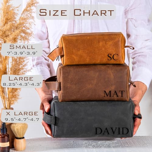 Personalized Leather Toiletry Bag for Men | Custom Engraved
