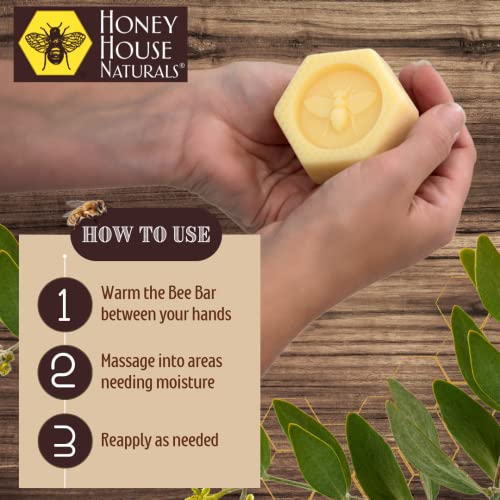 Honey House Naturals 2 Piece Gift Set, All Natural, Ultra Moisturizing Lotion Bar and Lip Butter Infused with Essential Oils, Made in USA (Lip Balm & Bee Bar, Peppermint) (Pack of 2)