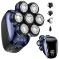 Head Shavers for Bald Men: 5-in-1 Electric Razor with 7D Floating Head & Double Blade - Waterproof Wet Dry Shaver, Travel Lock, LED Display (Deep Blue)
