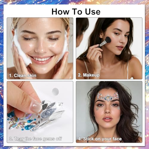 Face Gems Sticker Kit - Reusable Rhinestone Jewels for Festivals