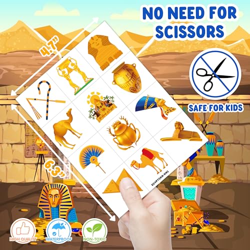 96 Piece Ancient Egypt Temporary Tattoos - Kids & Adults