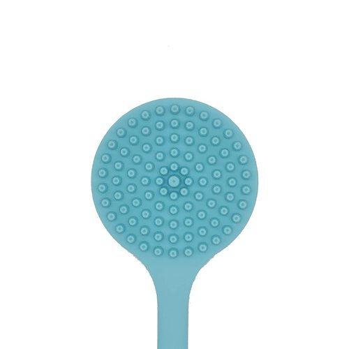 DNC Soft Silicone Back Scrubber Shower Bath Body Brush with Long Handle (Blue)