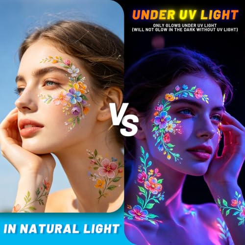 Glow In The Dark Face Paint Pens, 10 UV Neon Colors, Waterproof