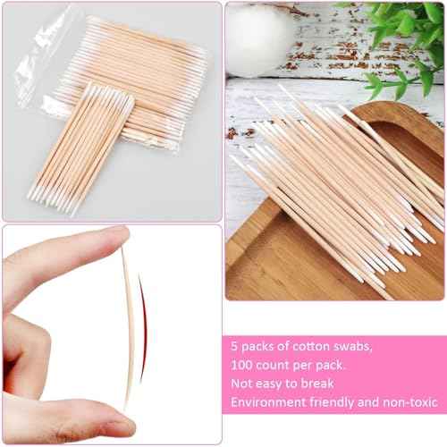 kissxiaoya 1200 Count Microblading Cotton Swab, Double Pointed Tip Swabs, Multipurpose Precision Tipped, Wood Sticks for Make up, Tattoo Permanent Supplies
