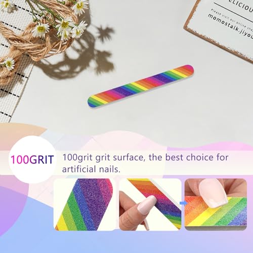 12-Pack Colorful Double-Sided Nail Files 100/180 Grit Manicure Pedicure Tools