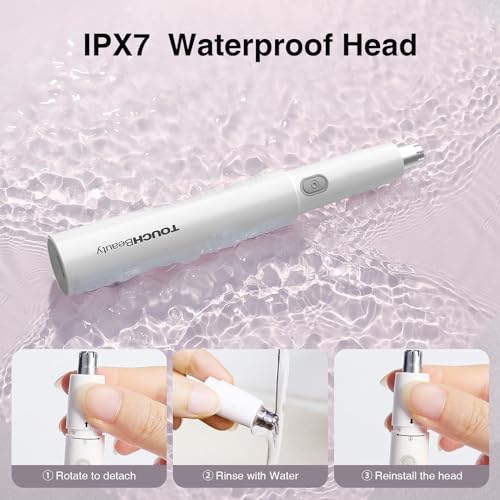 TOUCHBeauty Ear and Nose Hair Trimmer for Women-Upgraded All-in-One Facial Hair Trimmer with 11,000 RPM Powerful Motor, Rechargeable, IPX7 Waterproof, Easy to Clean, for Face Ear Nose and Eyebrow