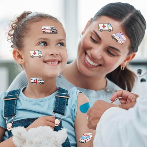 296 Pcs Ambulance Car Temporary Tattoos for Kids - Emergency Vehicle Medical Hospital Doctor Nurse Themed Party Supplies Goodie Bag Stuffers Favors Prize Stickers(24 Sheets)