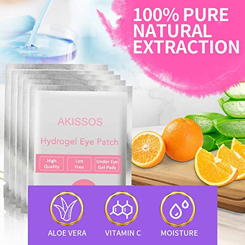 Eye Pads Eyelash Extension Supplies - Akissos 100 Pcs Under Eye Patches Undereye Gel Lash Extension Supplies Lift Tint Lash Guard Professional Individual DIY Beauty Tool - Hypoallergenic Lint Free