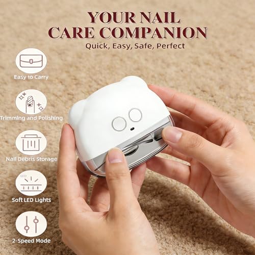 Electric Nail Clipper with LED Light, Automatic Trimmer for Seniors