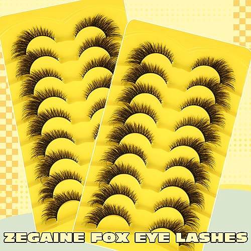 Fox Eye False Eyelashes - 9 Pairs Wispy Mink Lashes