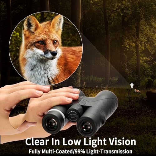 10x42 UHD Binoculars with ED Glass for Adults and Kids,High Powered Large View Binoculars with Clear Low Light Vision - Lightweight Waterproof Binoculars for Bird Watching Hunting Stargazing