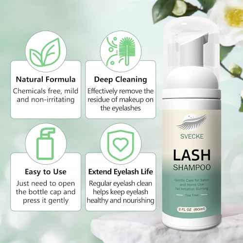 Lash Shampoo Kit Eyelash Extension Cleanser, Eyelash Shampoo for Lash Extensions, Lash Cleaner Eyelid Foam Cleaning Kit for Salon Home Use (Tea Tree)