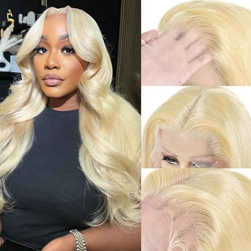 613 Lace Front Wig Human Hair Body Wave 13x4 Blonde Lace Front Wigs Human Hair Pre Plucked 180% Density 613 HD Lace Frontal Wig Transparent Lace With Baby Hair 20 inch