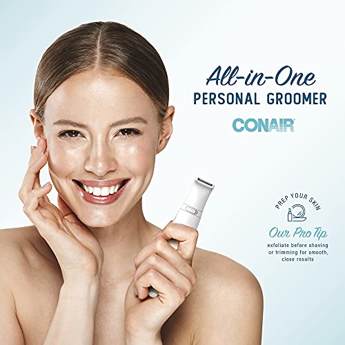 Conair Ladies All-In-One Personal Groomer, Trimmer, Foil Shaver for Women and Exfoliating Brush