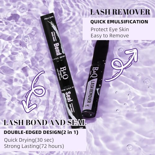 Lash Extension Kit 144 pcs Eyelash Extension Kit B54+B55 8-18mm Mixed Lash Clusters Kit Individual Lashes Kit Wispy with Lash Glue and Remover Applications Eyelash Kit (B54+B55, Kit)