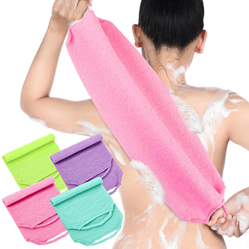 Moukeren Back Scrubber with Handles 4 Pack – Exfoliating Washcloth