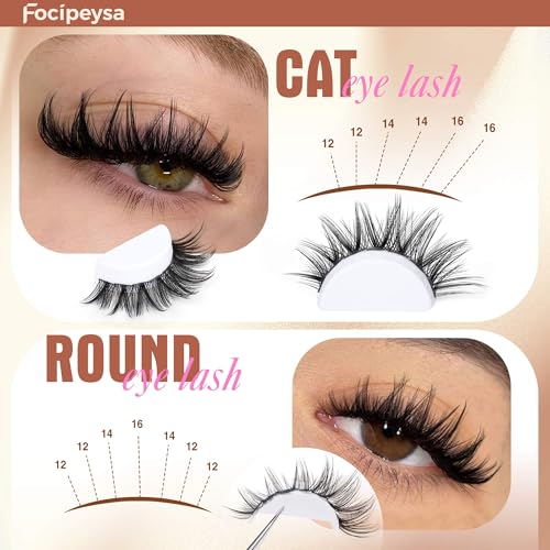 Focipeysa Wispy Lash Clusters - 12-16mm Natural Eyelash Extensions