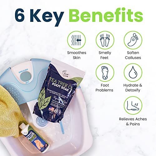 Product Image Tea Tree Oil Foot Balm/Moisturizer For Dry Cracked Feet - Instantly Hydrates & Soothes Irritated Skin & Athletes Foot Tea Tree Foot Soak & Callus Remover Gel Kit - Extra Strength