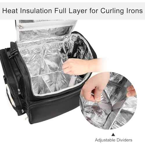 Relavel Hair Tools Travel Bag with Clear Makeup Bag, Hair Stylist BarberBag on Wheels Hairdresser Cosmetology Bag Case with Four 360 Degree Spinner Wheels, Heat Insulation Full Layer for Curling Iron